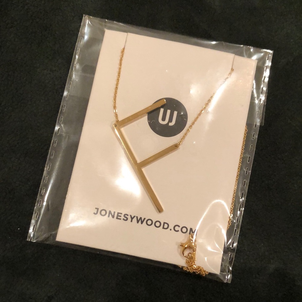 Jonesy Wood “F” necklace, gold color
